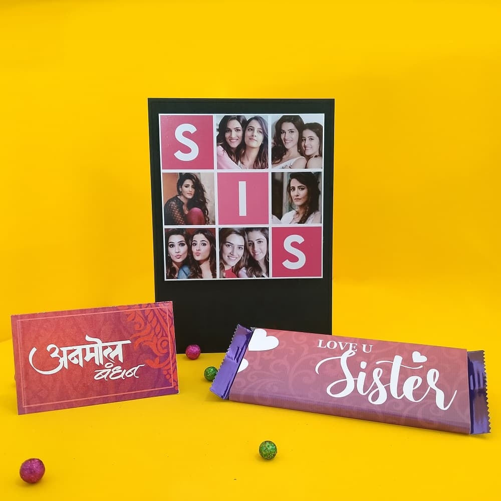 Personalized Photo Frame with Chocolate and Gift Card Hamper for Sister