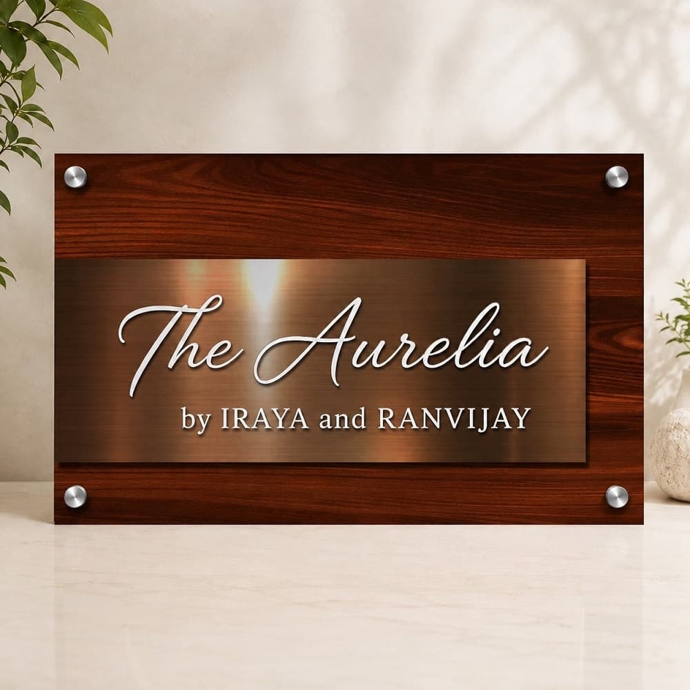 Personalized Walnut MDF & Copper Acrylic House Nameplate