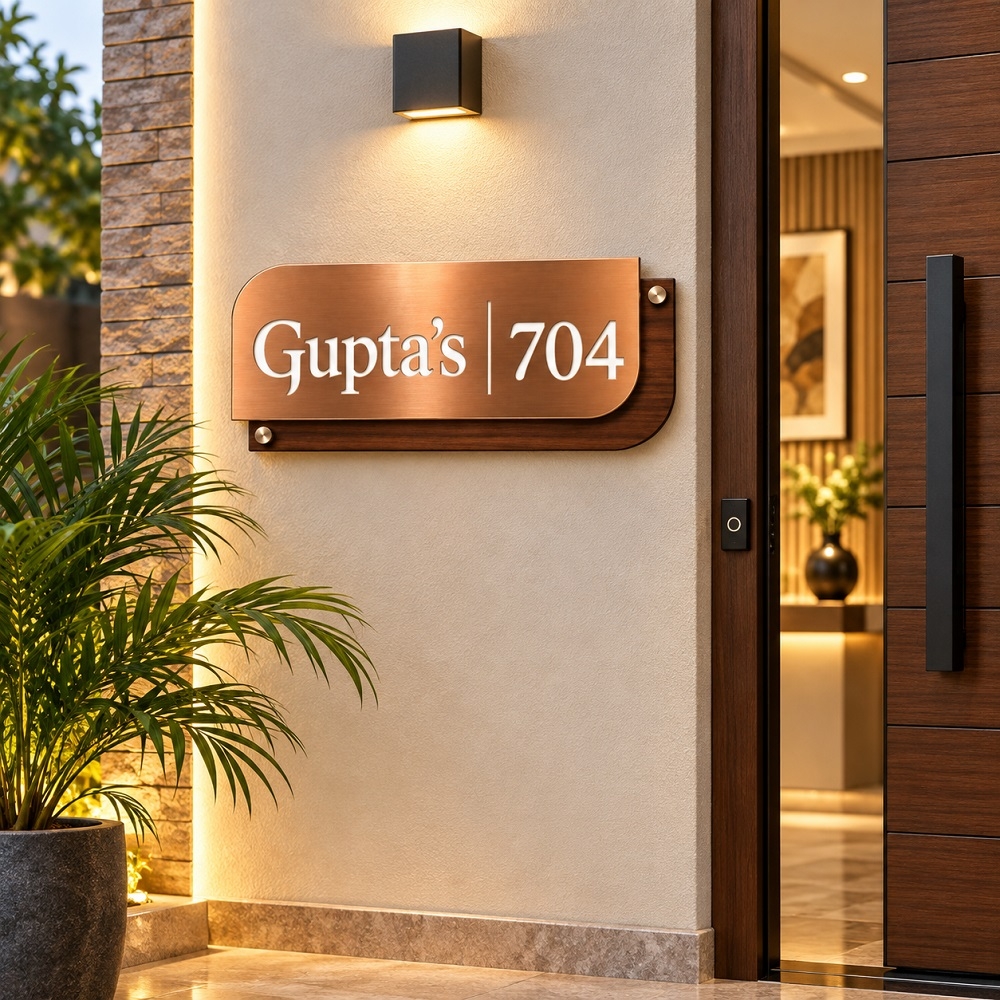 Custom Premium Copper & Laminated MDF Nameplate