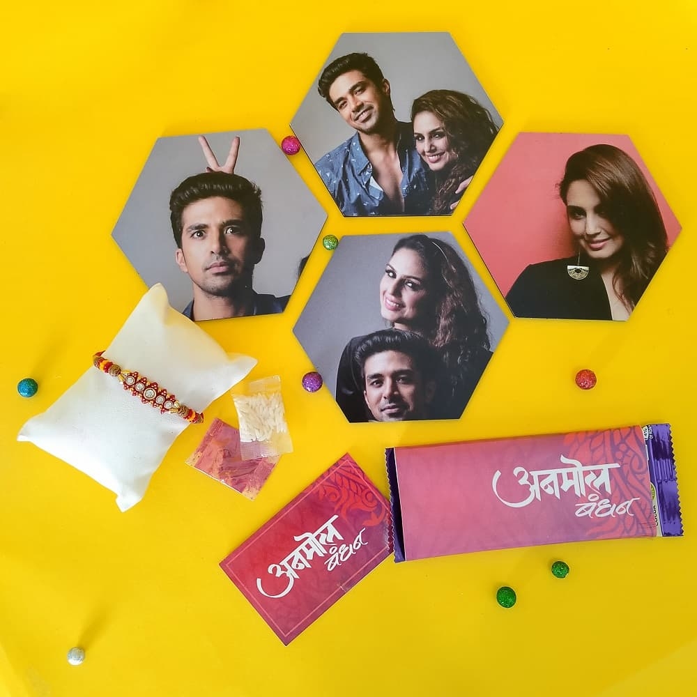 Personalized Fridge Magnets with Chocolate and Rakhi Gift Hamper for Brother