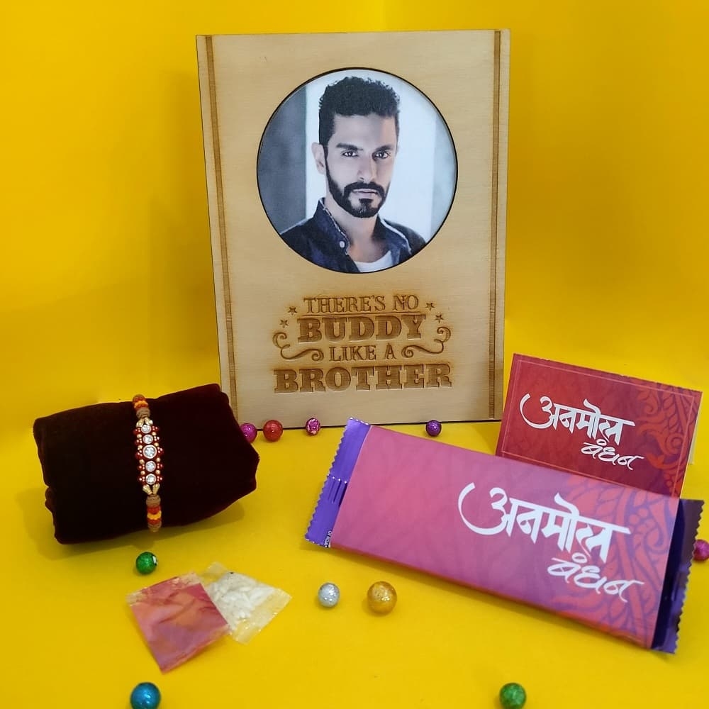 Personalized Best Buddy Photo Frame Rakhi Gift Hamper for Brother