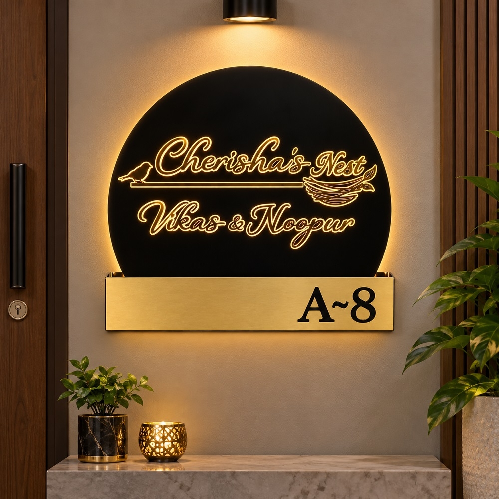 Custom LED Acrylic Nameplate with Flower Pocket