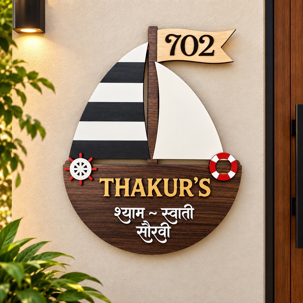 Handmade MDF Sailboat Nameplate