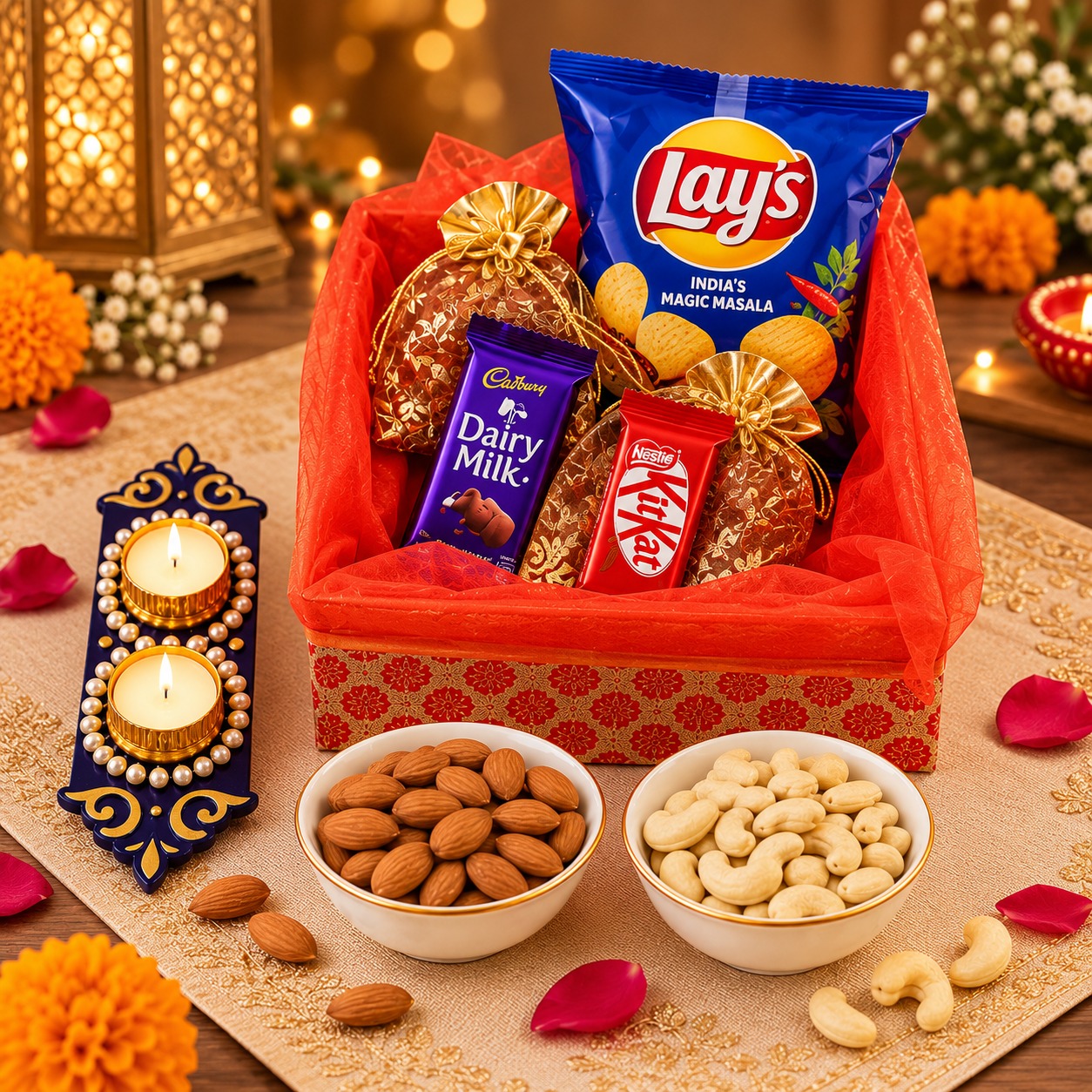 Traditional Gift Hamper with Dry Fruits Chocolates
