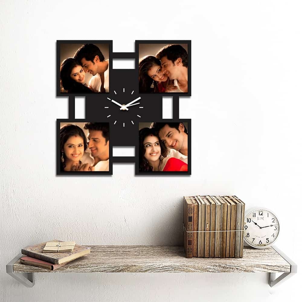 Personalized/Customized 4 Pic Wall Clock Style 2