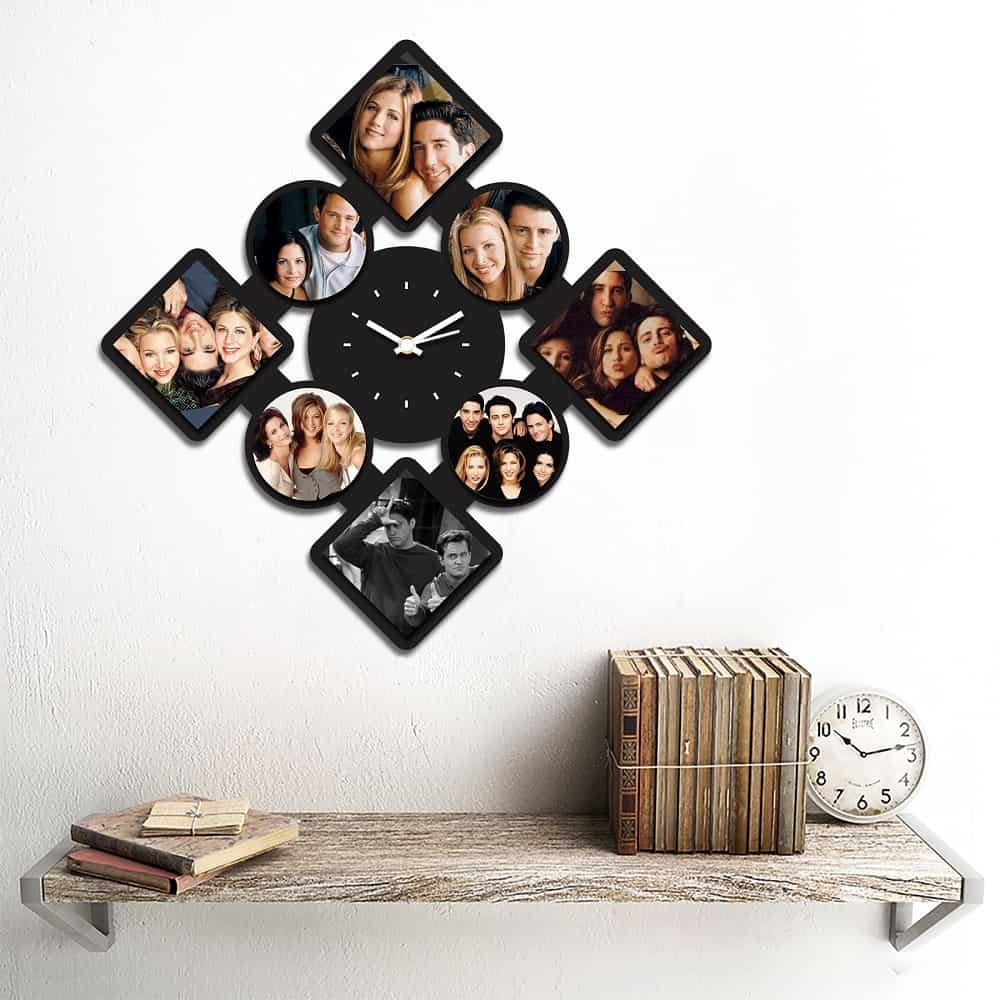 Personalized/Customized 8 Pic Diamond Shape Wall Clock Style 2