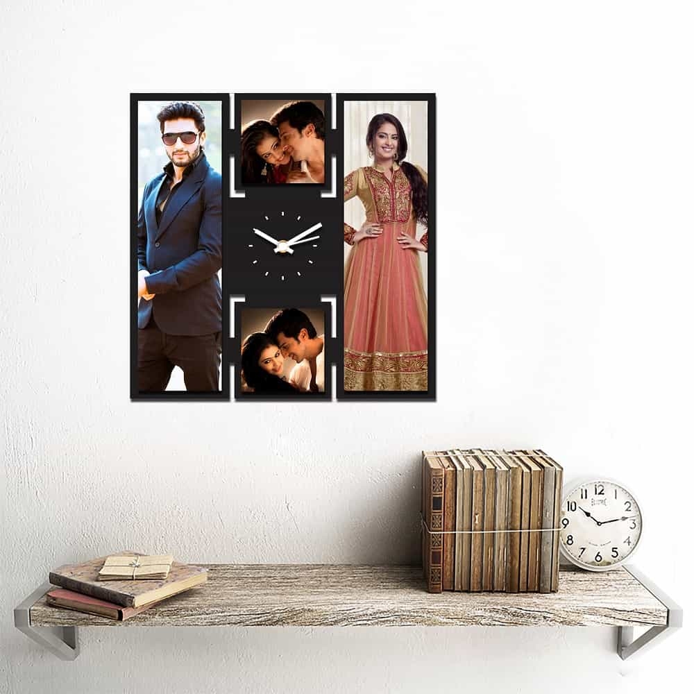 Personalized/Customized 2 Portrait 4 Pic Wall Clock