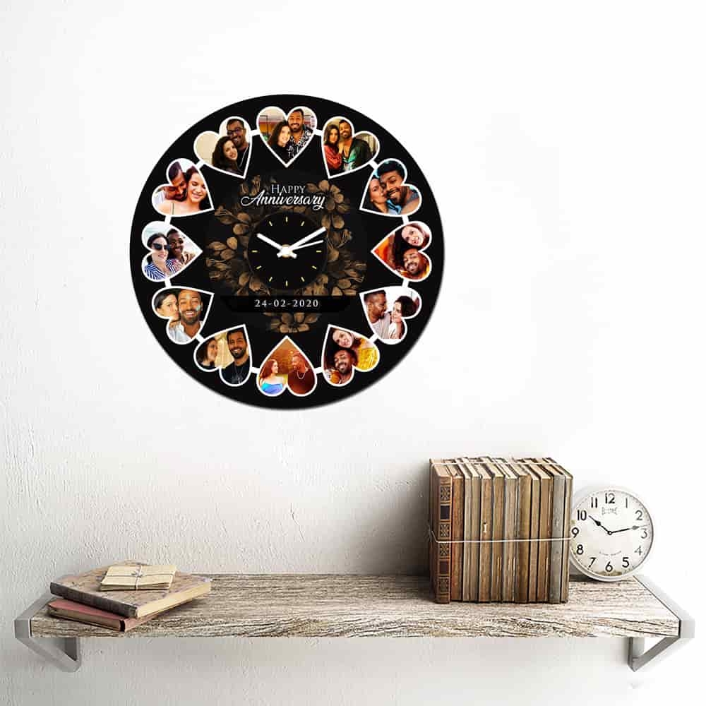 12 Pic and text Personalized Circular Shape Wall Clock