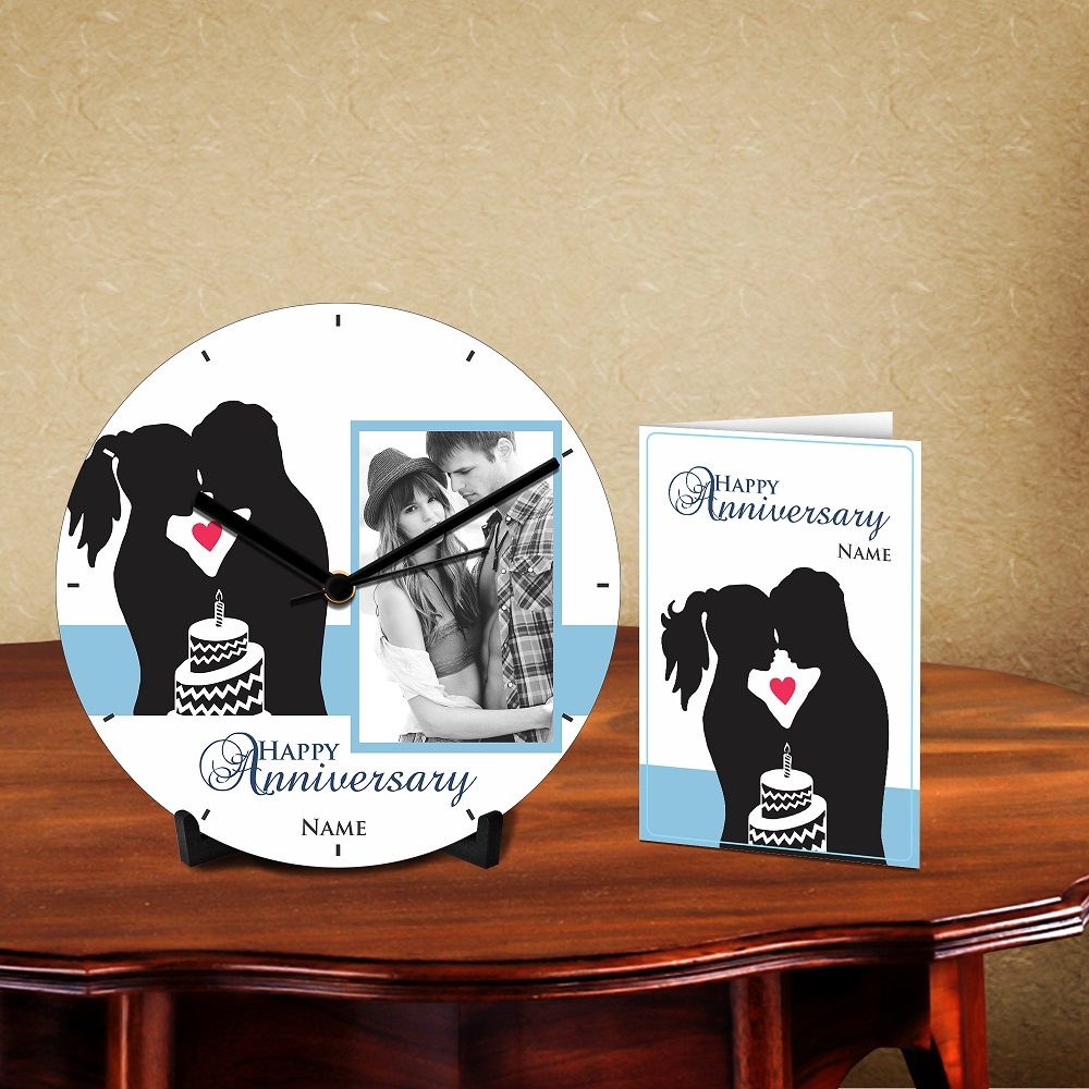 Personalized Happy Anniversary Name Desk Clock