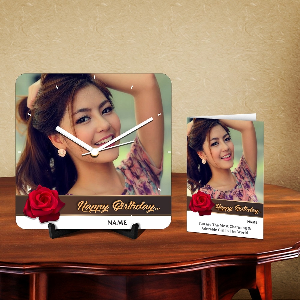 Personalized Happy Birthday Name 2 Desk Clock