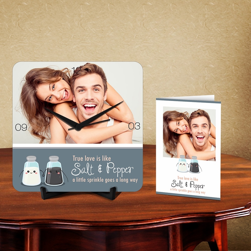 Personalized Salt And Pepper Desk Clock