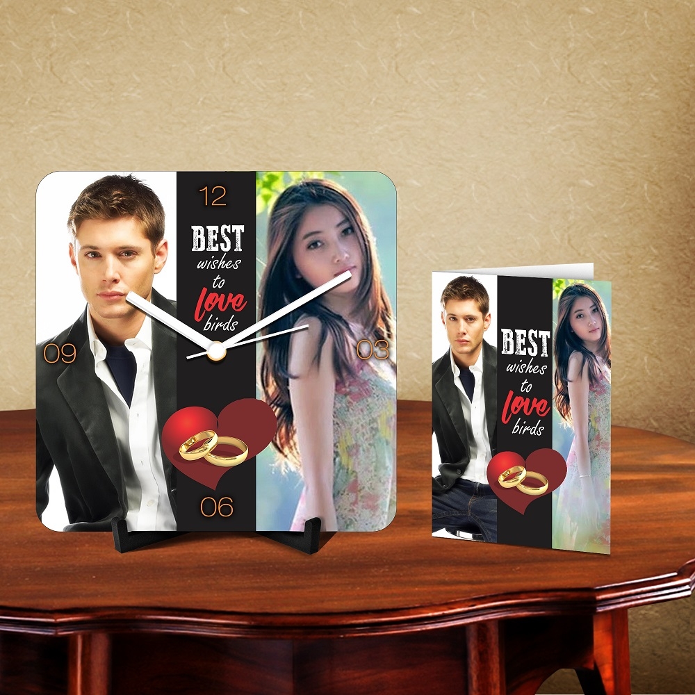 Personalized Love Birds Wishes Desk Clock