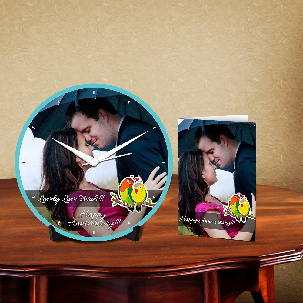 Personalized Lovely Love Birds Desk Clock