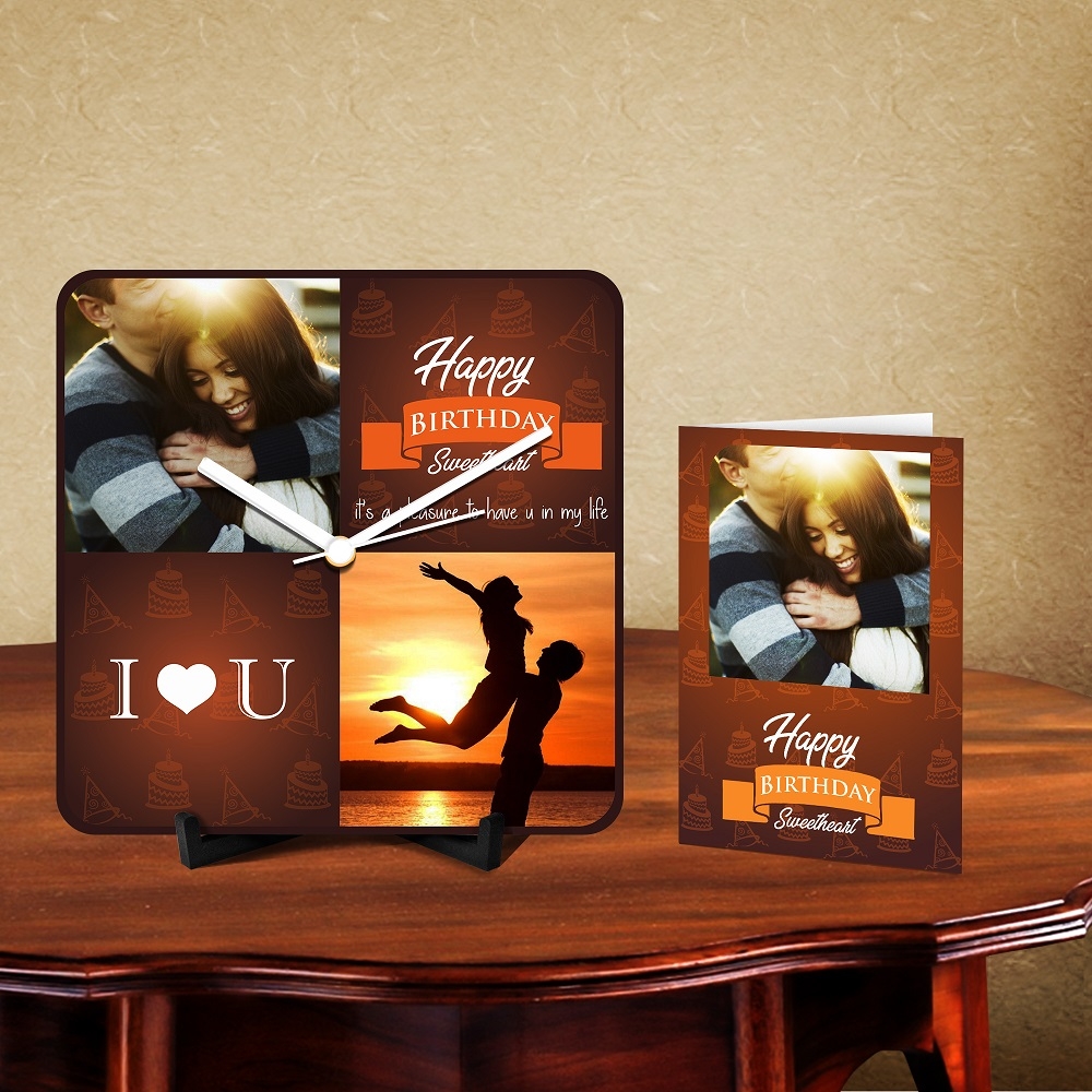 Personalized Happy Birthday Sweetheart Desk Clock