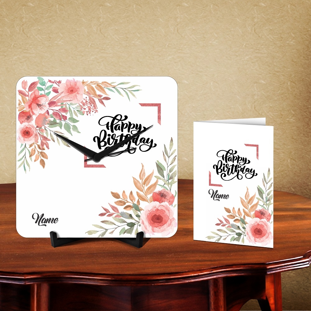 Happy Birthday Name 4 Desk Clock
