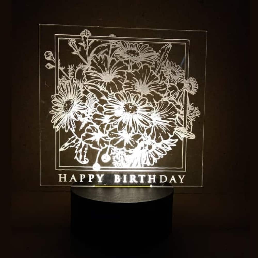 3D LED Happy Birthday Flowers Lamp