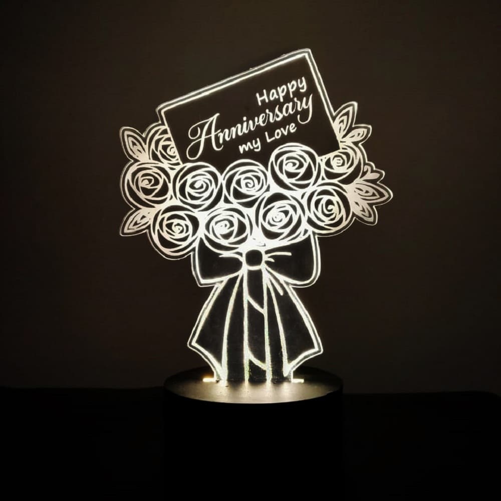 3D LED Happy Anniversary Love Lamp