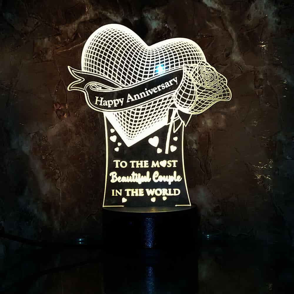 3D LED Happy Anniversary Beautiful Couple Lamp