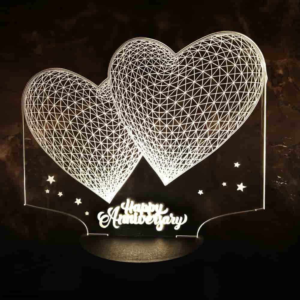 3D LED Anniversary Hearts Lamp