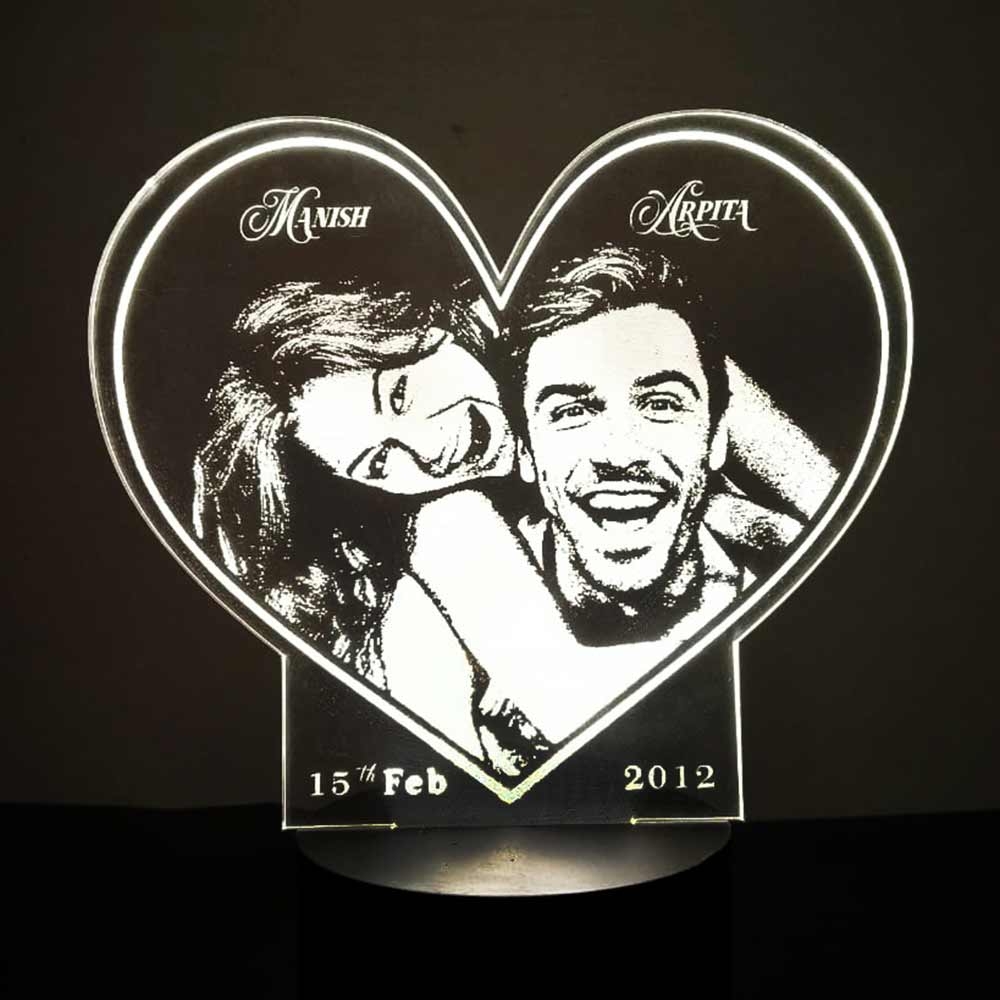 3D LED Personalized Anniversary Name Photo Date Lamp