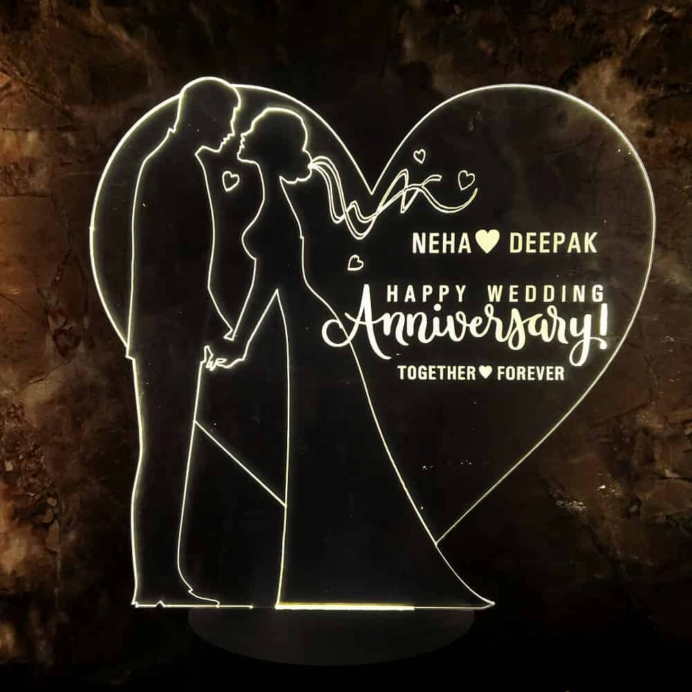 3D LED Personalized Happy Anniversary Couple Name Lamp