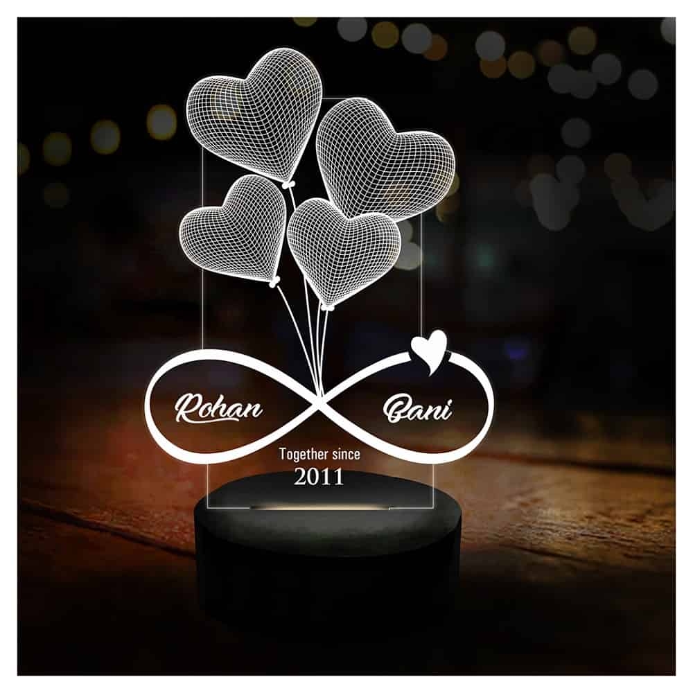 3D LED Personalized Birthday/Anniversary Couple Name Lamp
