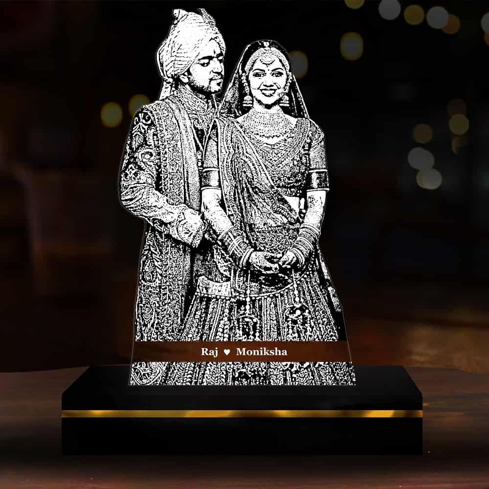 Personalized Anniversary/Engagement LED Lamp (Large Size)
