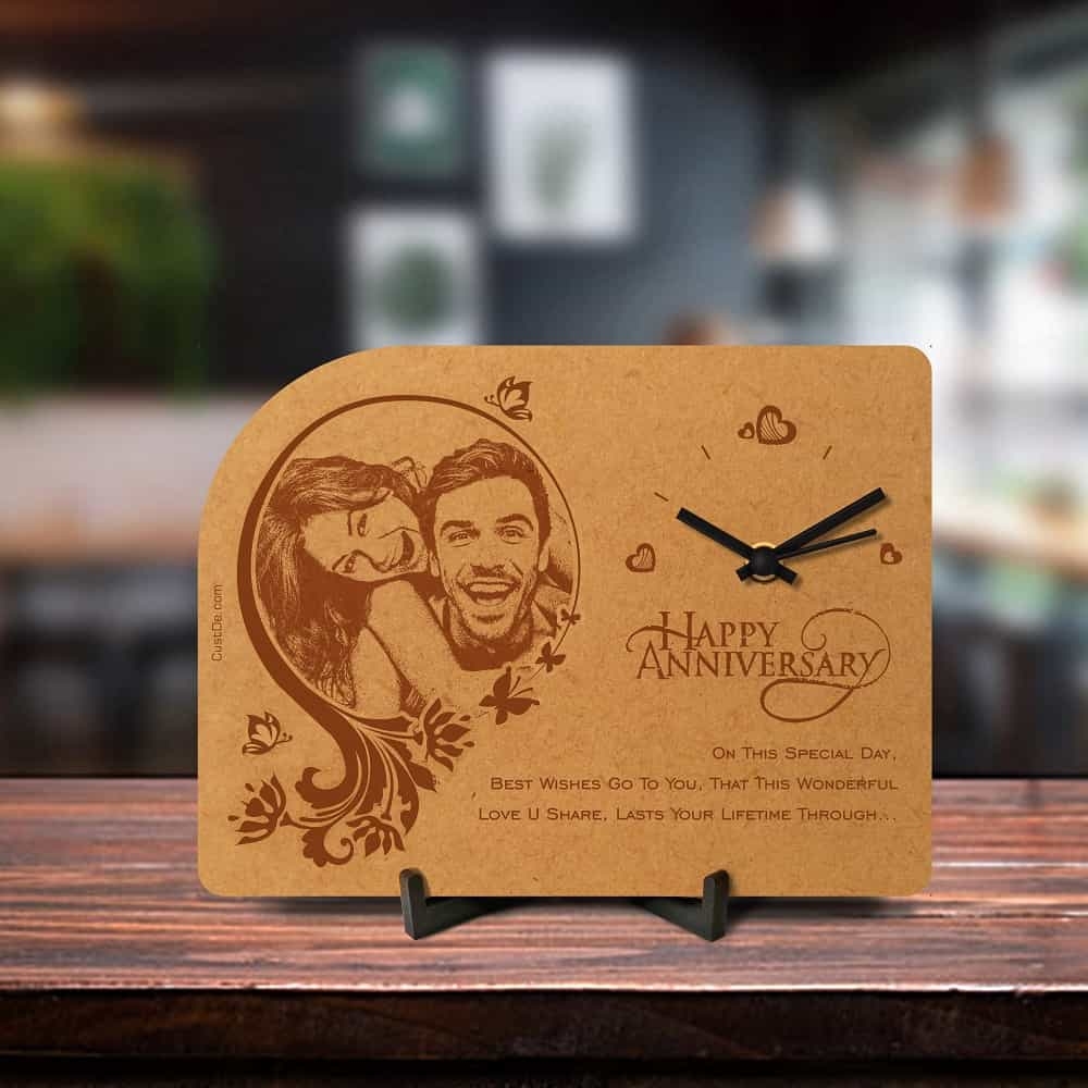 Personalized Anniversary Engraved Table Clock Style 1