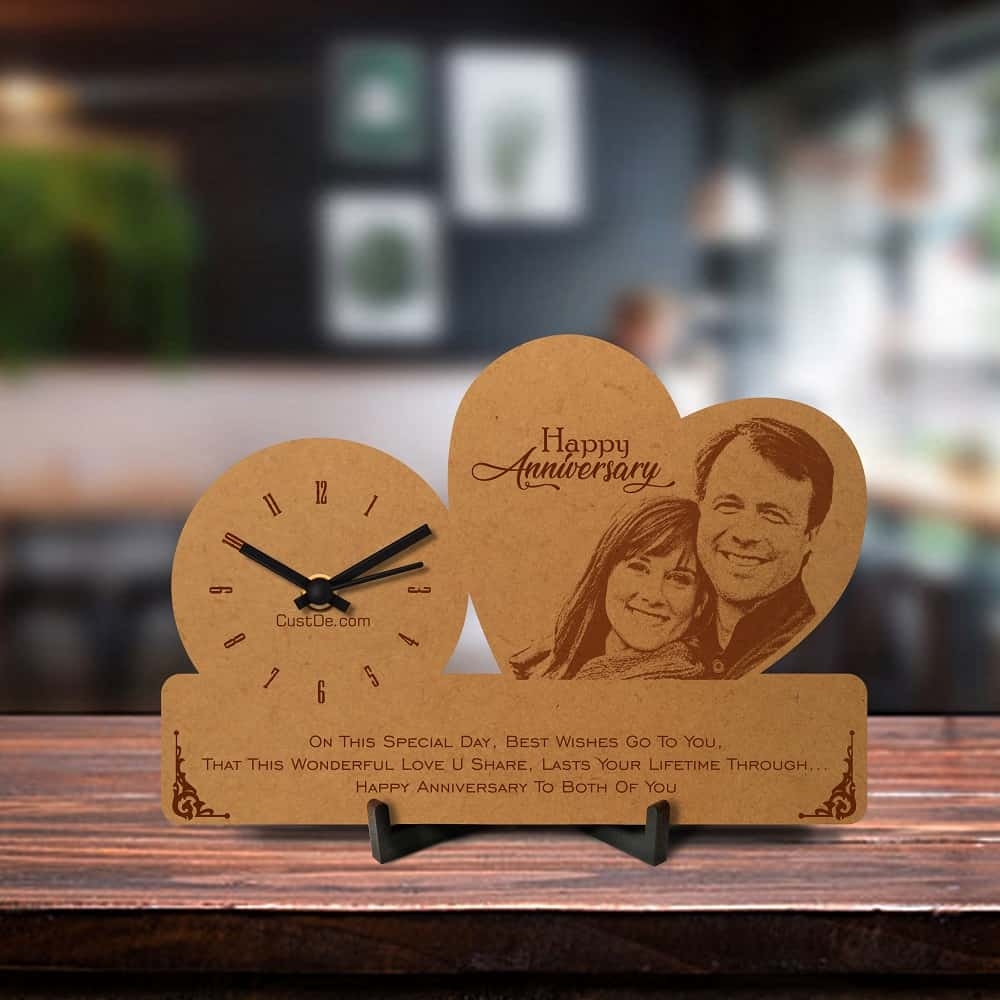 Personalized Anniversary Engraved Table Clock Style 3