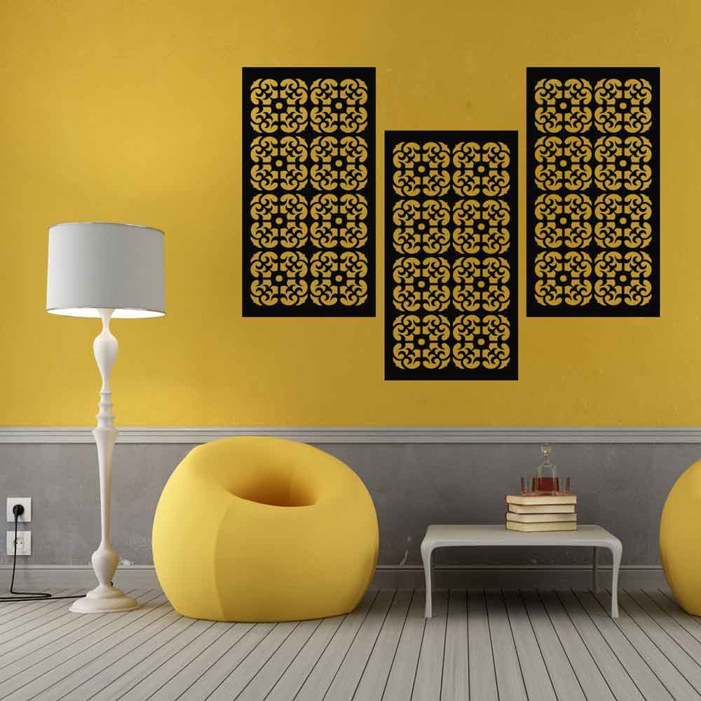 Abstract Floral Wall Panel Set of 3 Panels