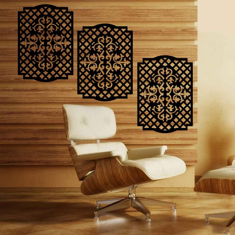 Traditional Fretwork Wall Panel Set of 3 Panels