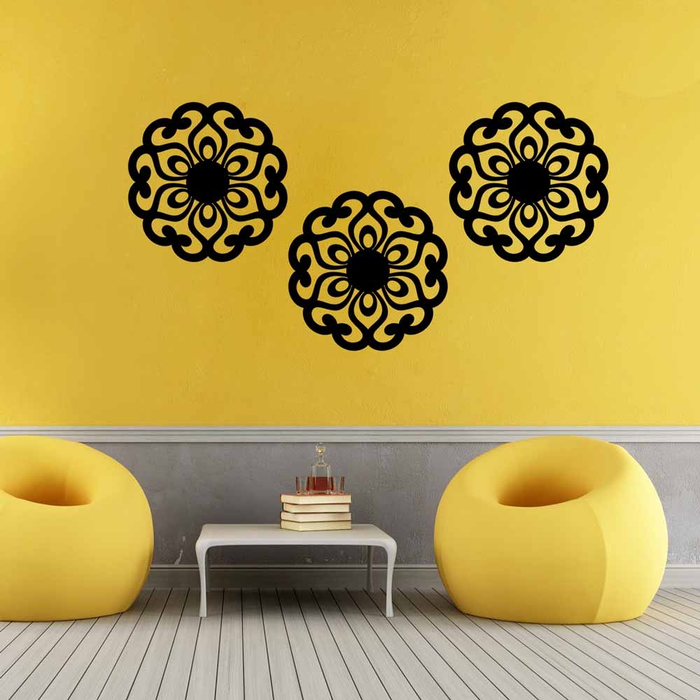 Floral Ornament Wall Panel Set of 3 Panels
