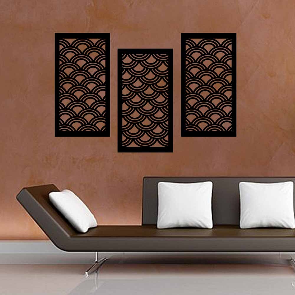 Traditional Wave Wall Panel Set of 3 Panels