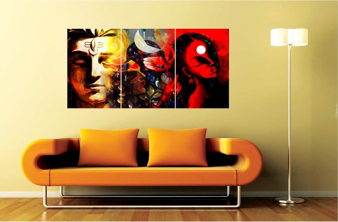Shiva and Shakti 1 Set of 3 Self Adhesive Wall Panels