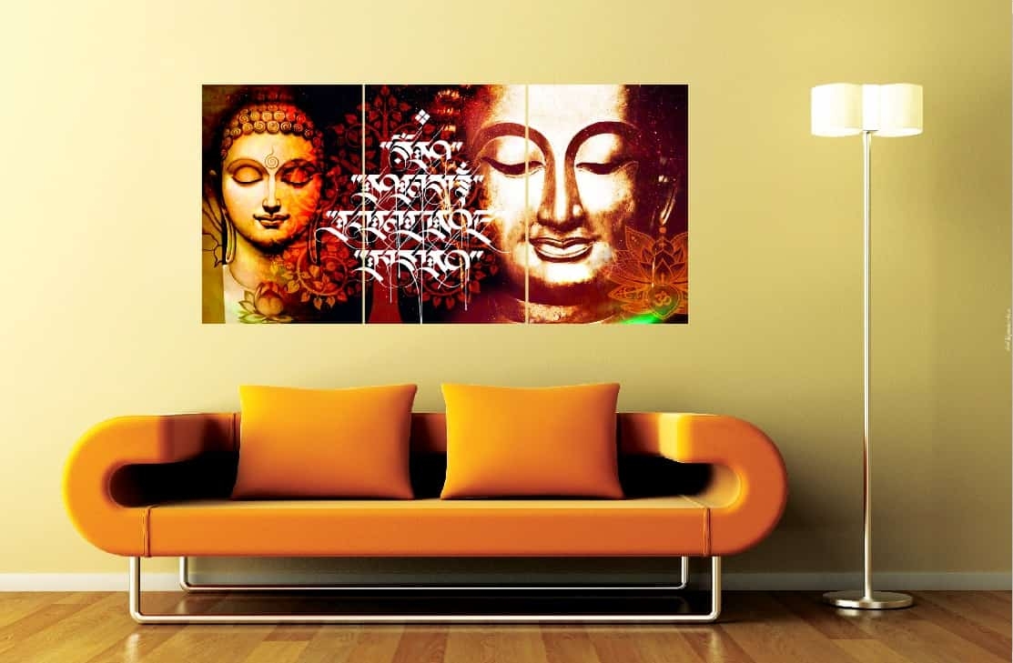 Buddha in Meditation Set of 3 Self Adhesive Wall Panels