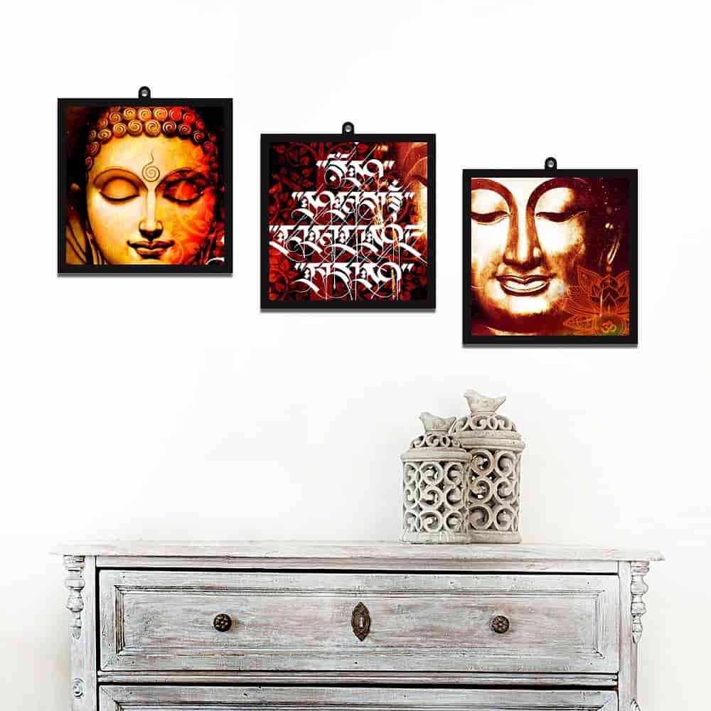 Buddha With Quote Set Of 3 Wall Art Panels