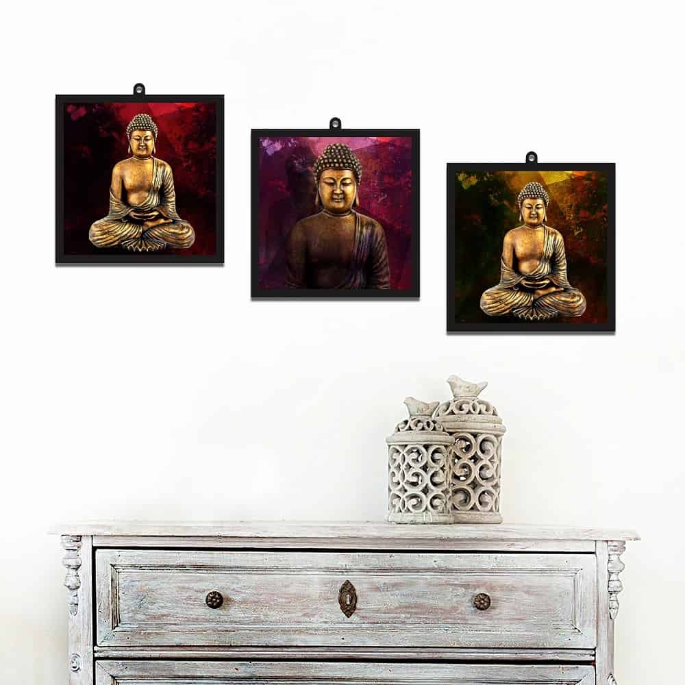 Buddha Meditating Set Of 3 Wall Art Panels