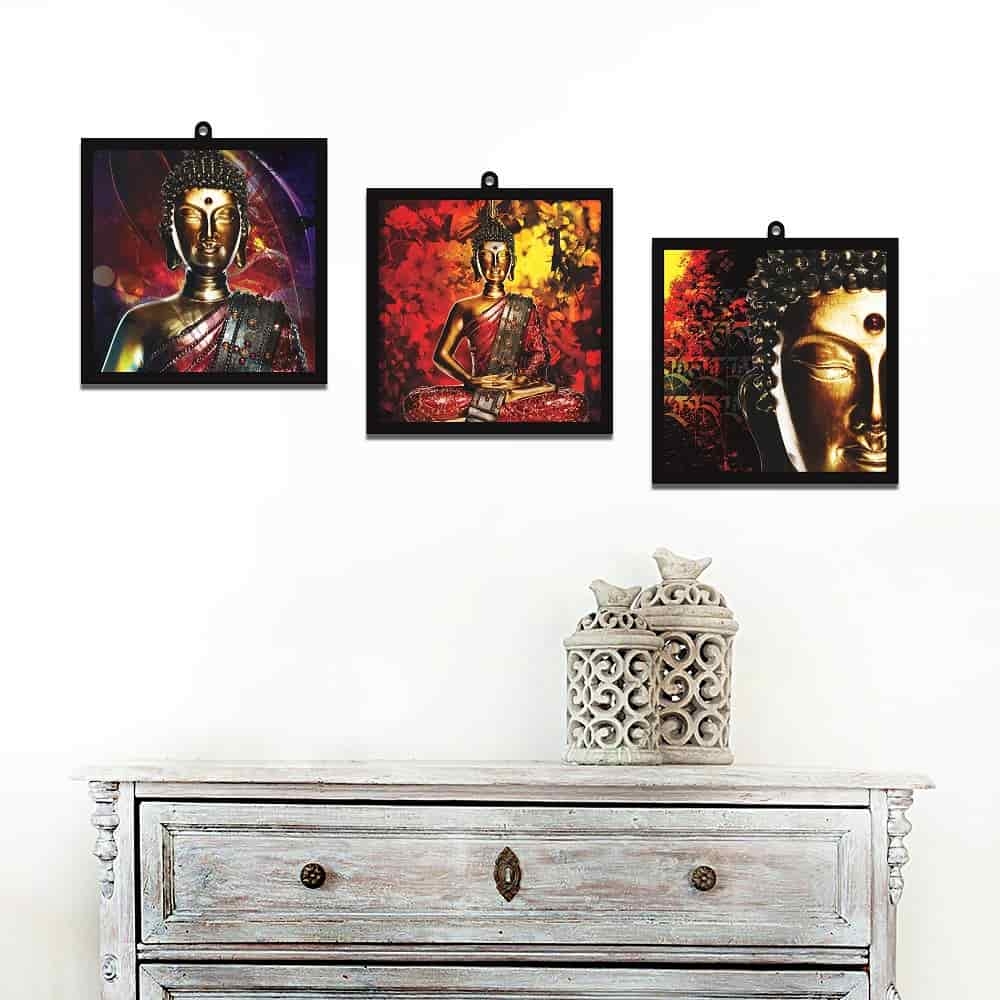 Buddha In Thoughts Set Of 3 Wall Art Panels