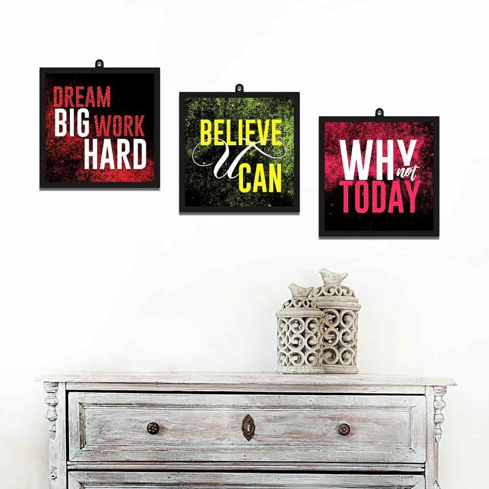 Dream Quotes Set Of 3 Wall Art Panels