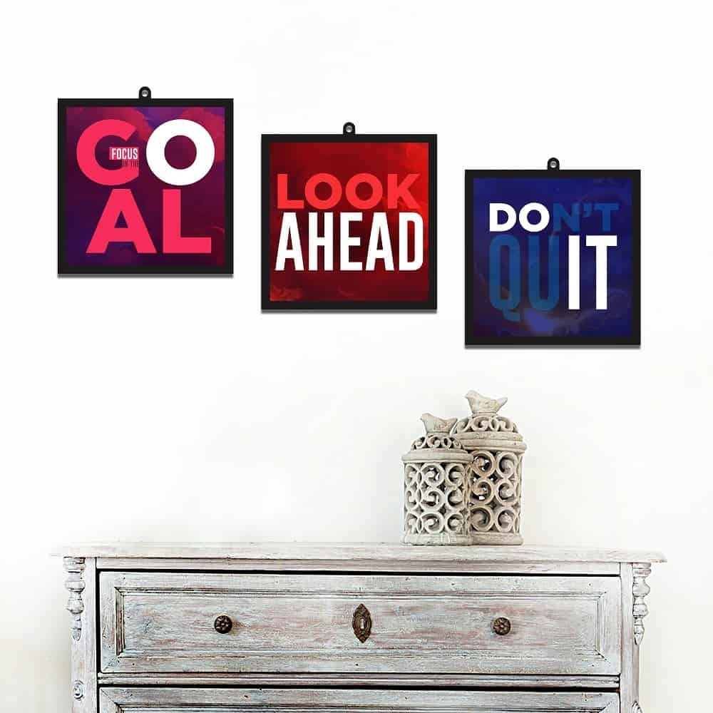 Focus Quotes Set Of 3 Wall Art Panels