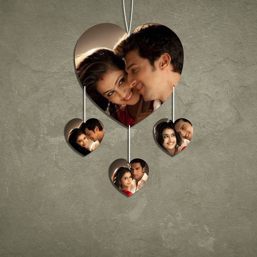 Heart 4 Pic Personalized Photo Wall Hanging