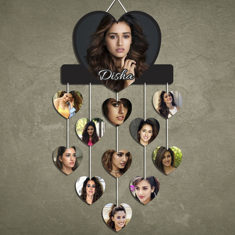 Name Heart 12 Pic Personalized Photo Wall Hanging