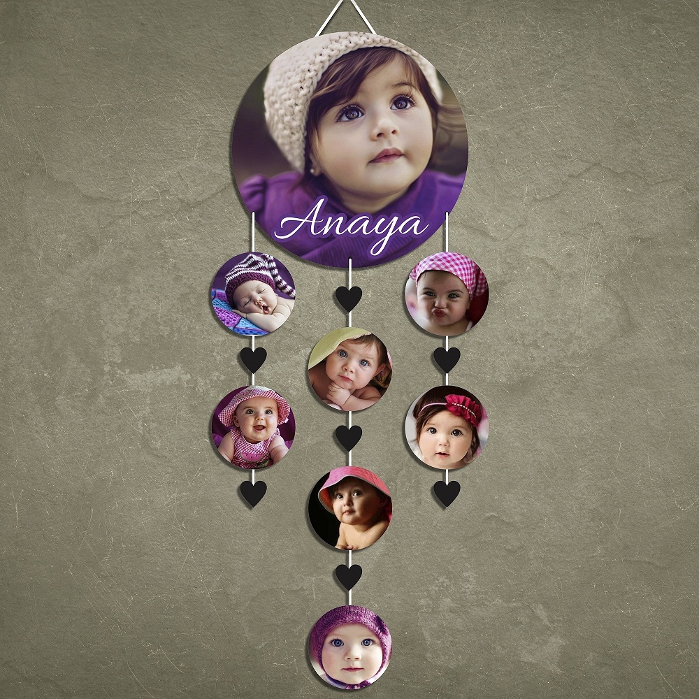 Name Circle 8 Pic Personalized Photo Wall Hanging