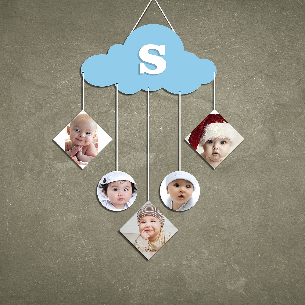 Cloud 5 Pic Personalized Photo Wall Hanging