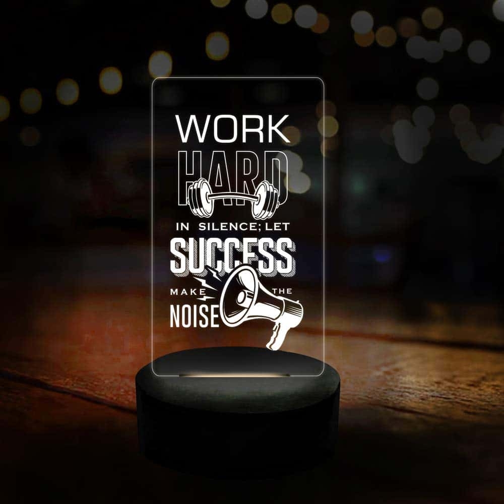 3D LED Work Hard Motivational Lamp