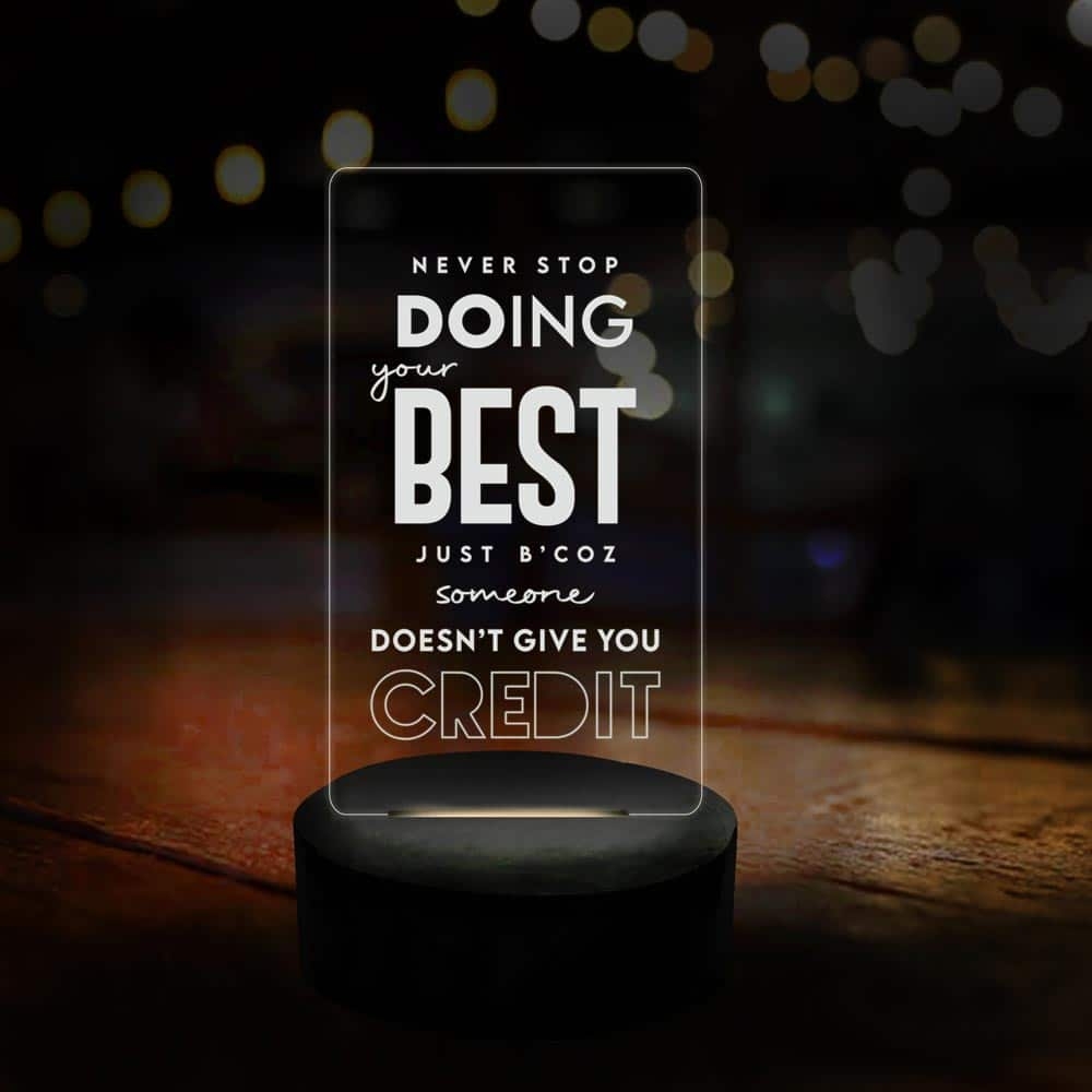 3D LED Never Stop Motivational Lamp
